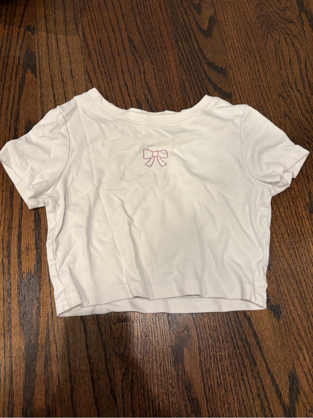 Pacsun White Cropped Bow-Accent Tee - Women Tops